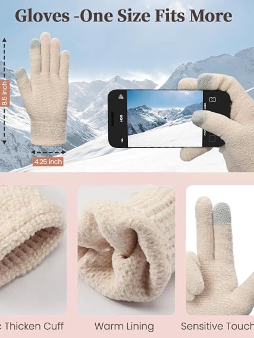 Winter Hat Scarf Gloves Set for Men Women 3-in-1 - Picture 3 of 6